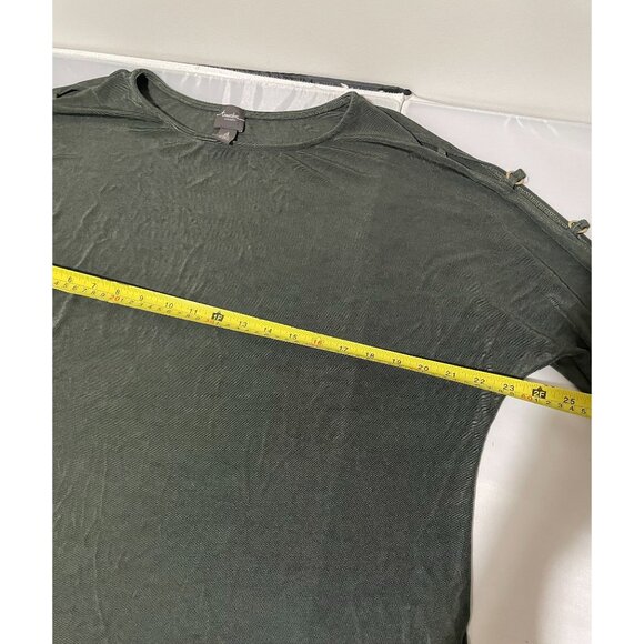 Travelers By Chico's Women's Top Size 4 Button Sleeve Detail Olive Green - Picture 16 of 16